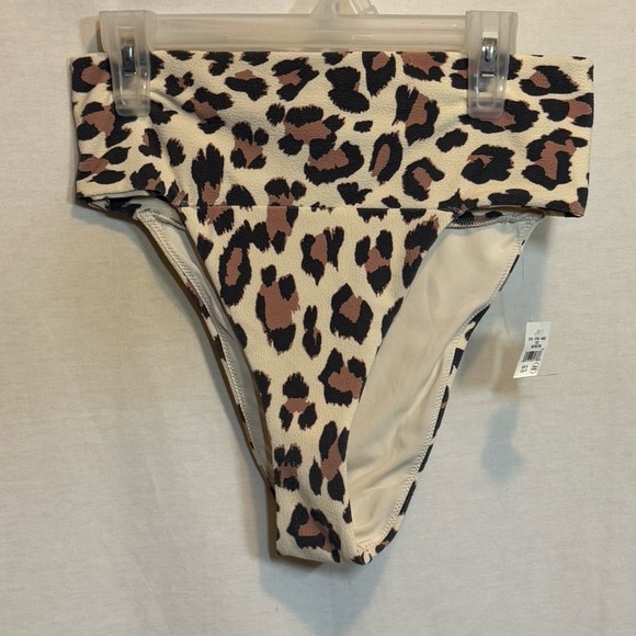 AA-564 Aerie NWT High Cut Cheeky Cream Brown & Black Animal Print Bikini Bottoms - Picture 1 of 12